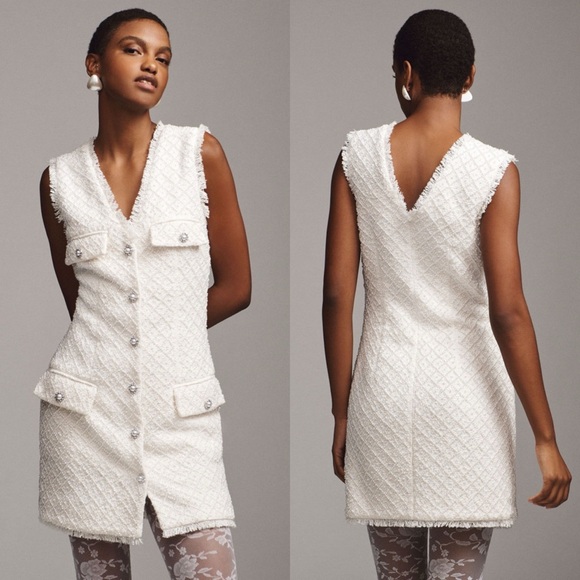 NWT Anthropologie BHLDN Ella Tweed Pearl Dress Bridal - Picture 2 of 11